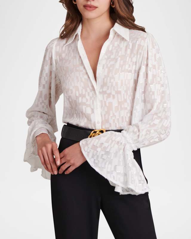Sylvie Button-Down Fil Coupe Blouse